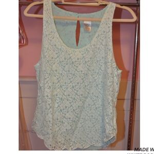 Mint green floral tank